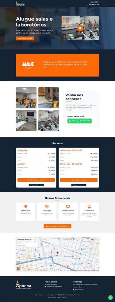 Landing Page for Room Rental at Apoena College