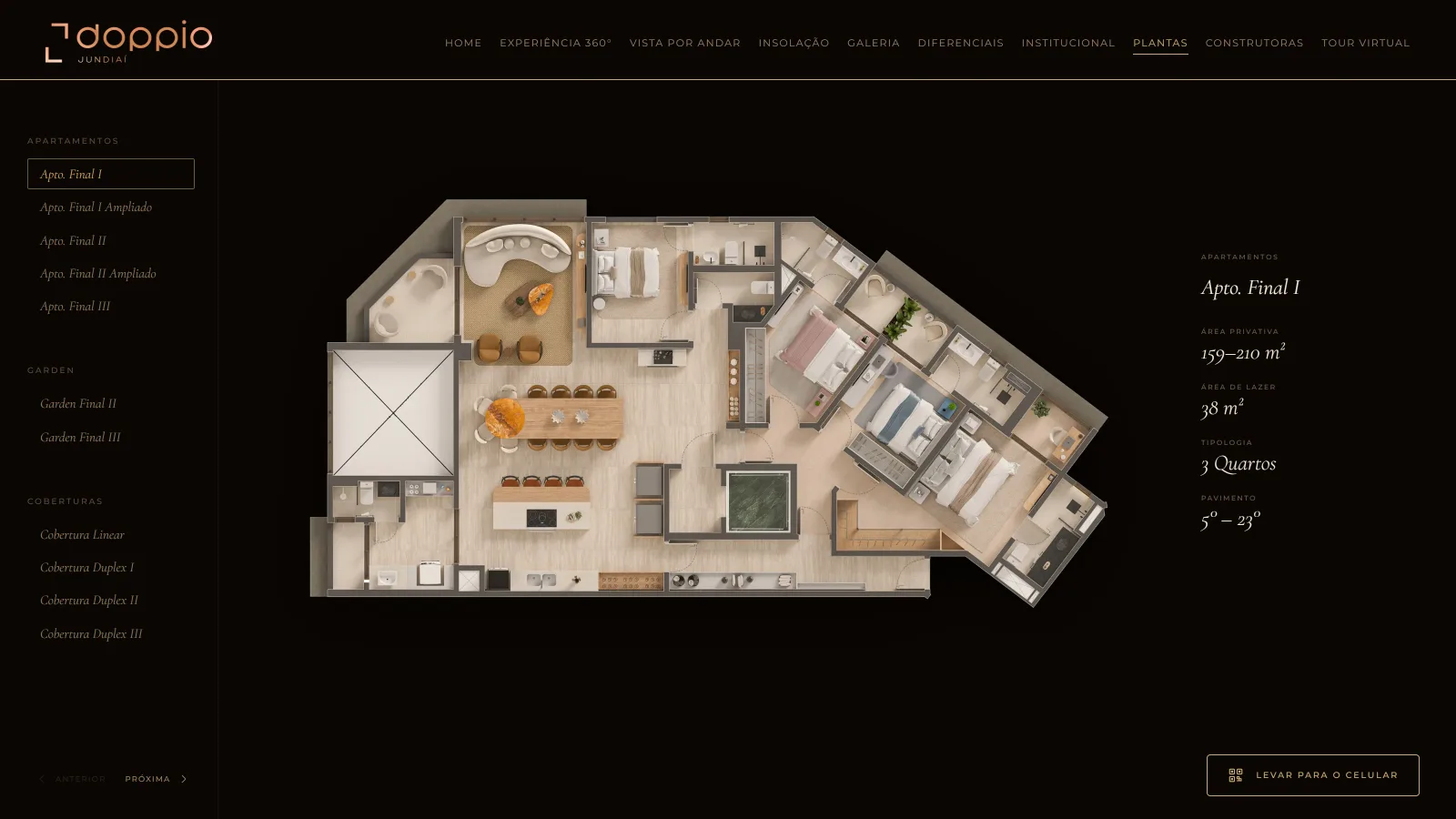 Plantas dos apartamentos