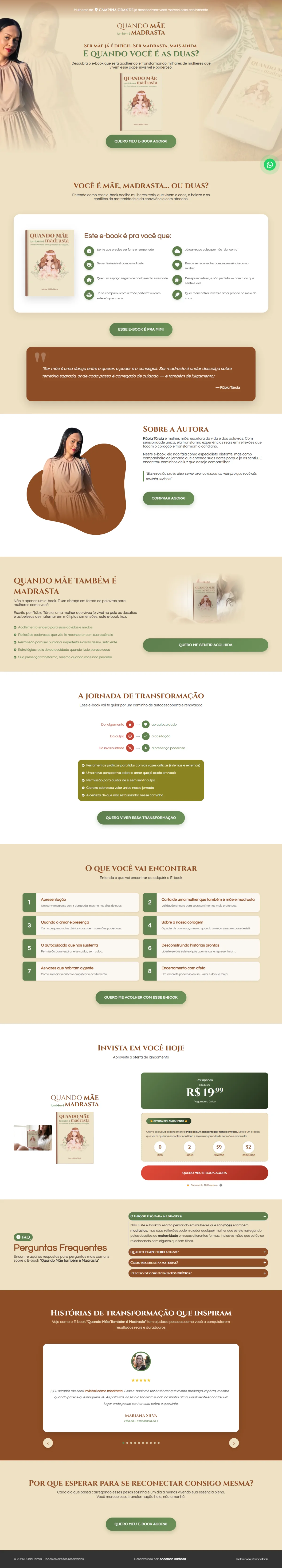 Página de vendas completa do e-book Quando Mãe também é Madrasta