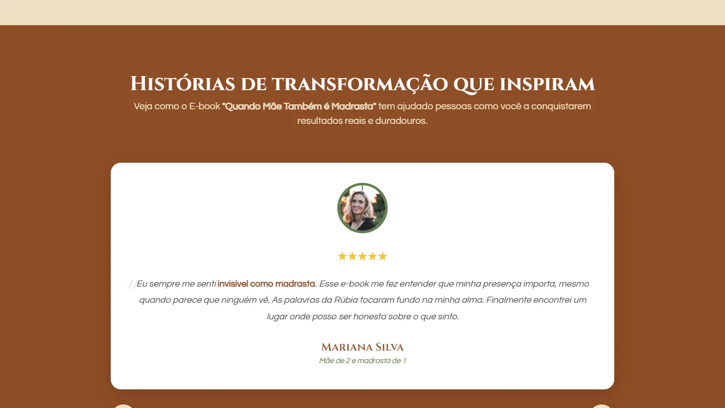 Depoimentos de leitoras em carrossel