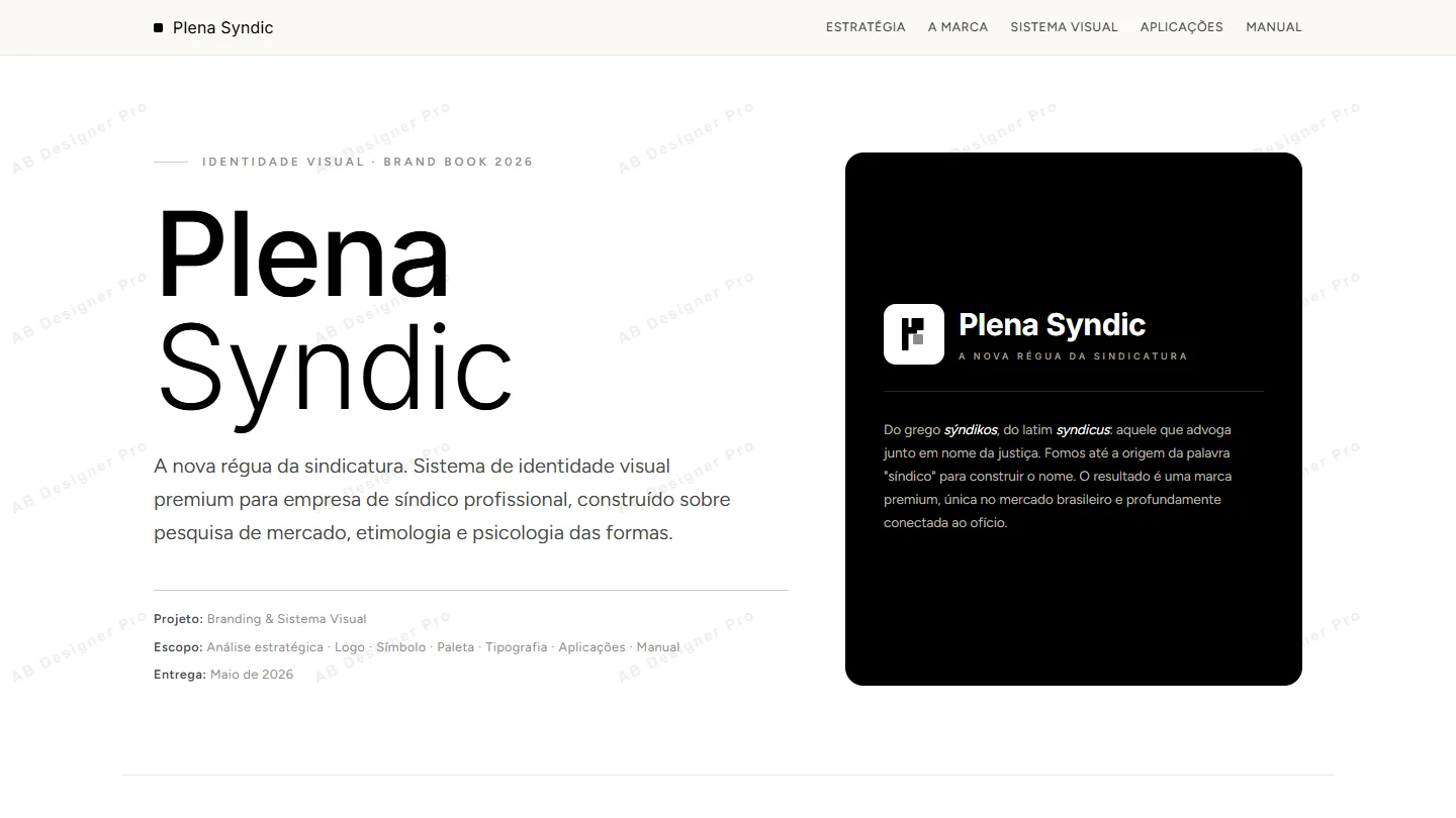Capa da apresentação da marca Plena Syndic