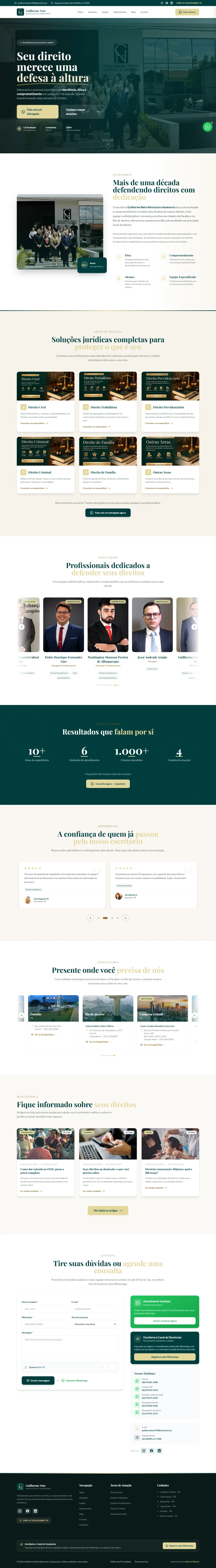 Página inicial completa do site da Guilherme Neto Advocacia